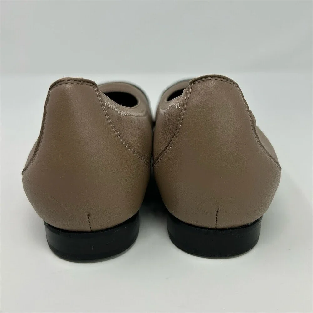 Munro Womens Cap Toe Ballet Flats Beige Black Arch Support Slip-On Size 8 WW